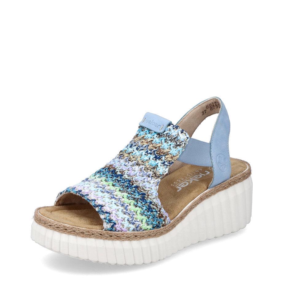 Rieker Blue Multi/Aqua Women's Rose Sandals 69172-91