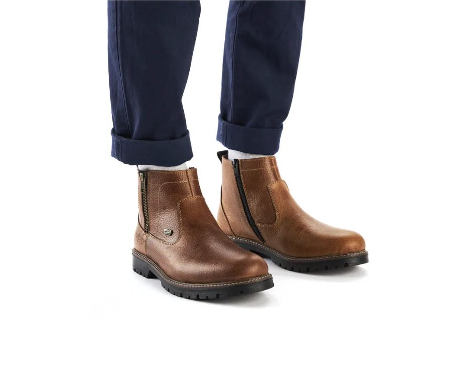 Rieker Cognac Men's Randy 70 Men's Zipper Ankle Boots F3670-22