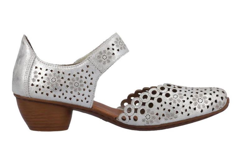 Rieker Delphi Silver Womens Cut Out Sandals 43753-90