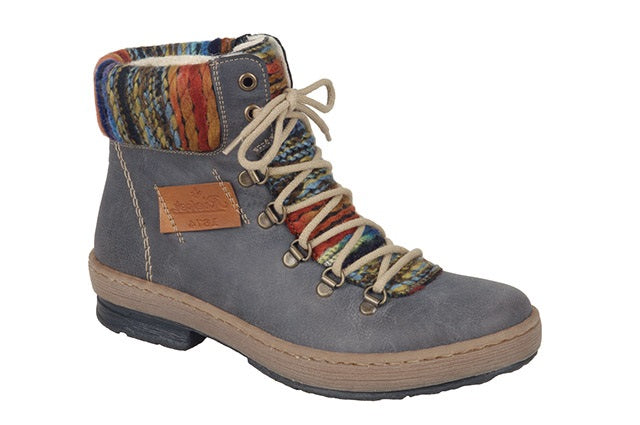Rieker Grey Combination Womens Casual Ankle Boots Z6743-45