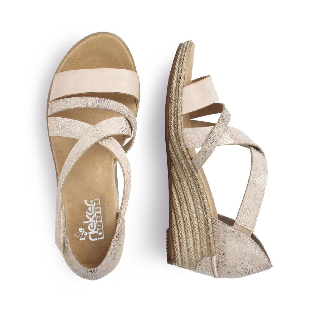 Rieker Light Rose Criss Cross Womens Wedge Sandals 62405-31