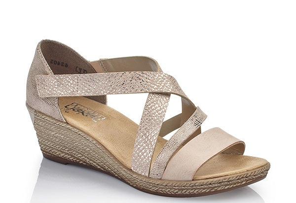 Rieker Light Rose Criss Cross Womens Wedge Sandals 62405-31
