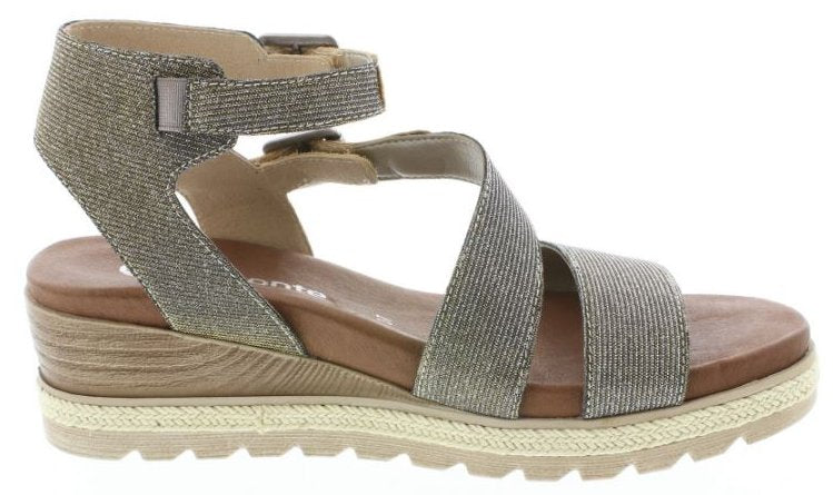 Rieker Metallic Ankle Strap Wedge Comfort Womens Sandals D6351-90