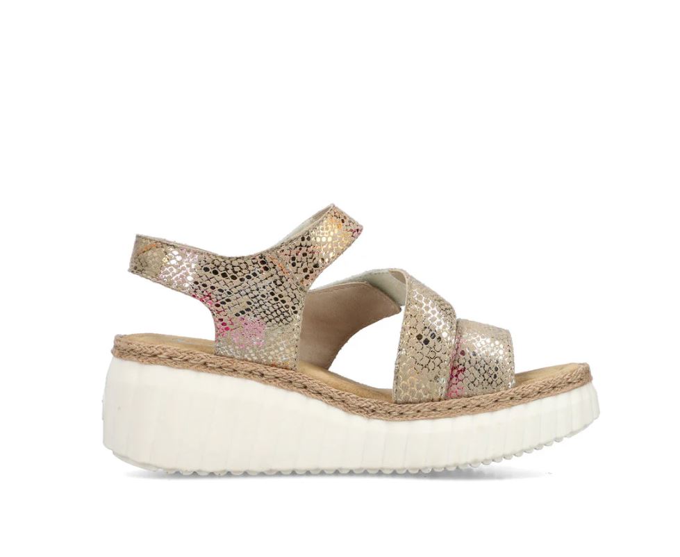 Rieker Metallic Rose Women's Wedge Sandals 69157-90