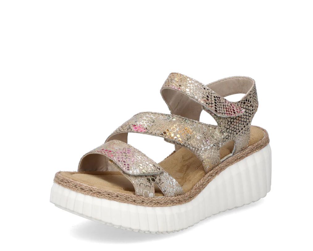 Rieker Metallic Rose Women's Wedge Sandals 69157-90