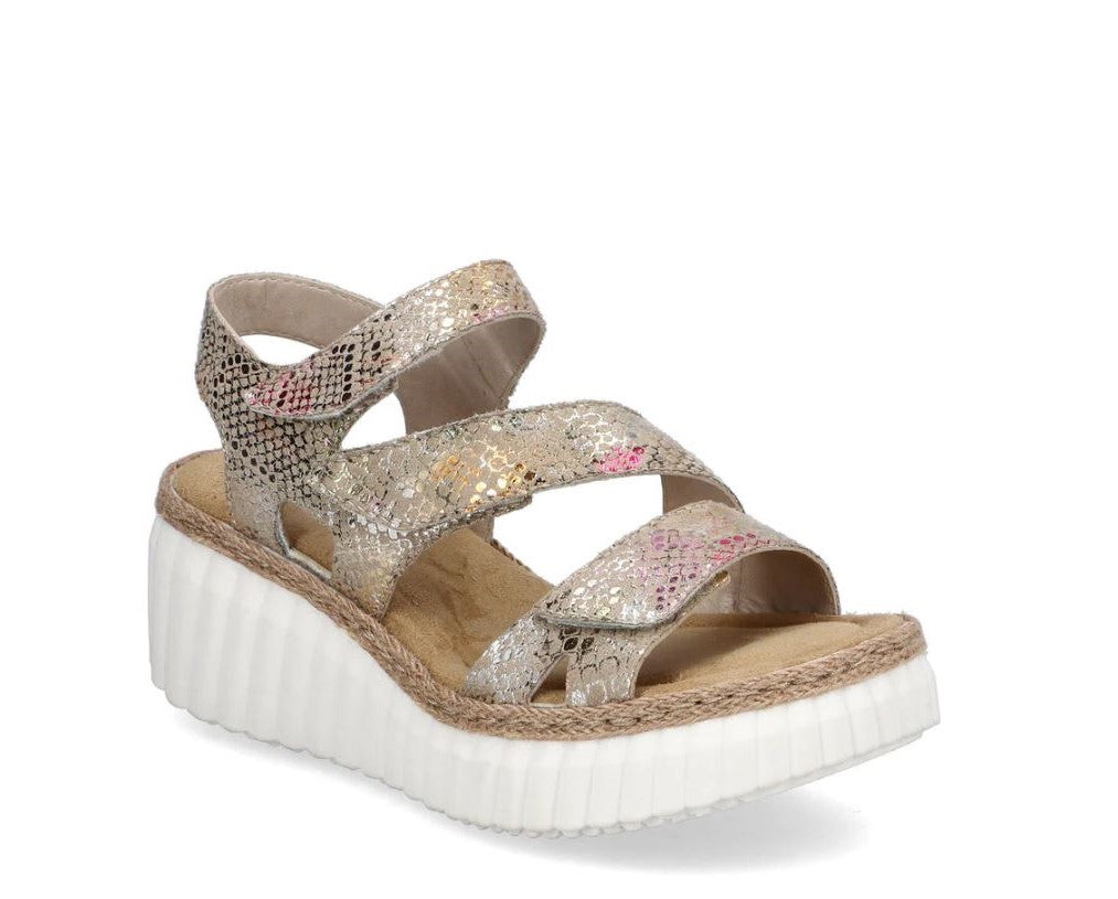 Rieker Metallic Rose Women's Wedge Sandals 69157-90