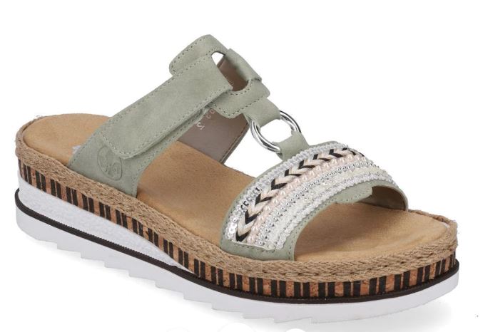 Rieker Pistazie Morelia Womens Slide On Wedge Sandals V79M6-52