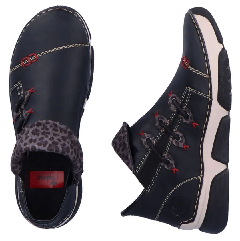 Rieker Schwartz Navy Angela 83 Women's Sneaker Booties 45983-00
