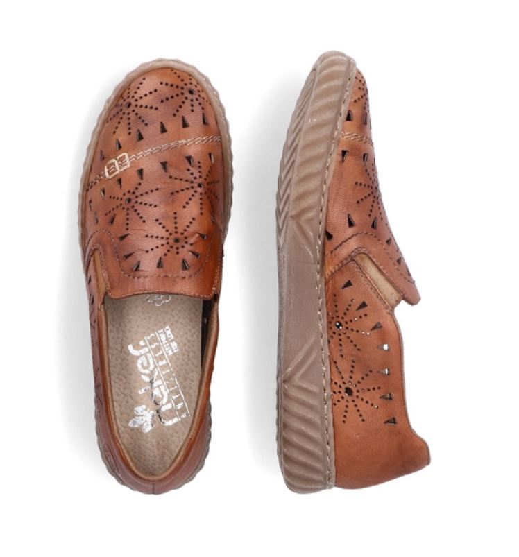 Rieker Tan Twin Gore Women's Loafer Shoes N0967-22