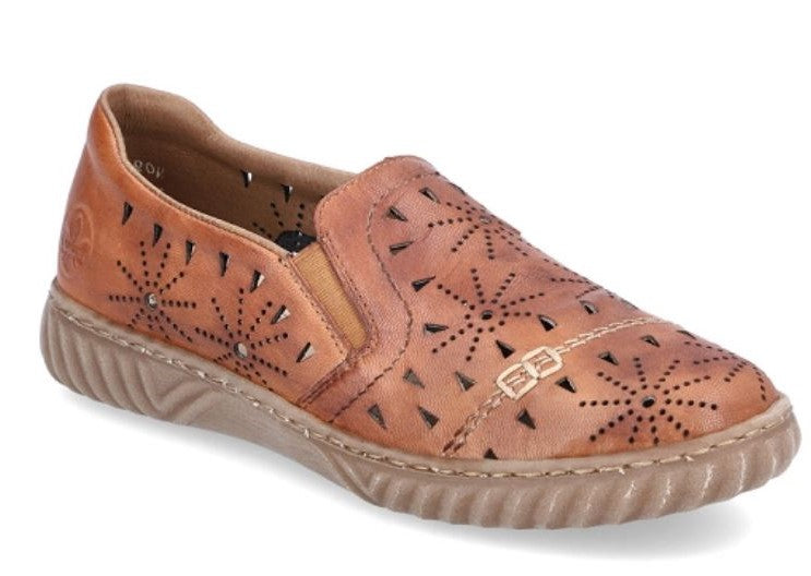 Rieker Tan Twin Gore Women's Loafer Shoes N0967-22