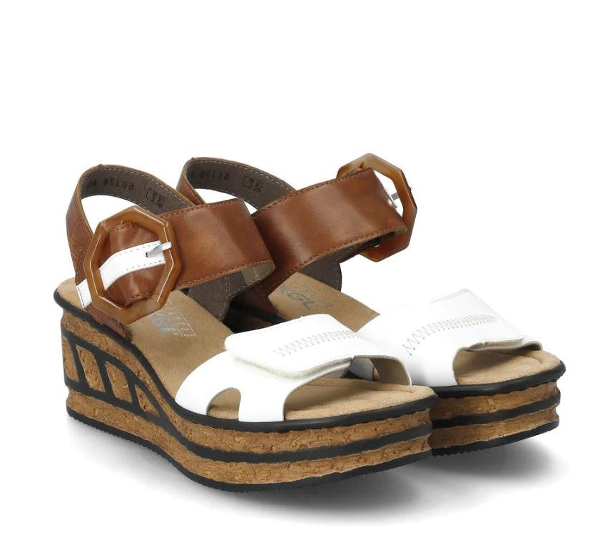 Rieker Weiss/Sherry Rose Women's Wedge Sandals 686176-64