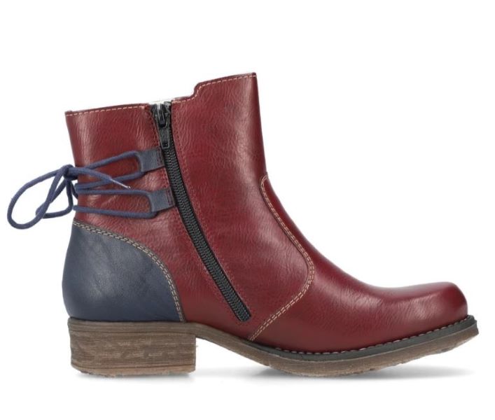 Rieker Wine Colorblock Women's Ankle Boots 79692-35