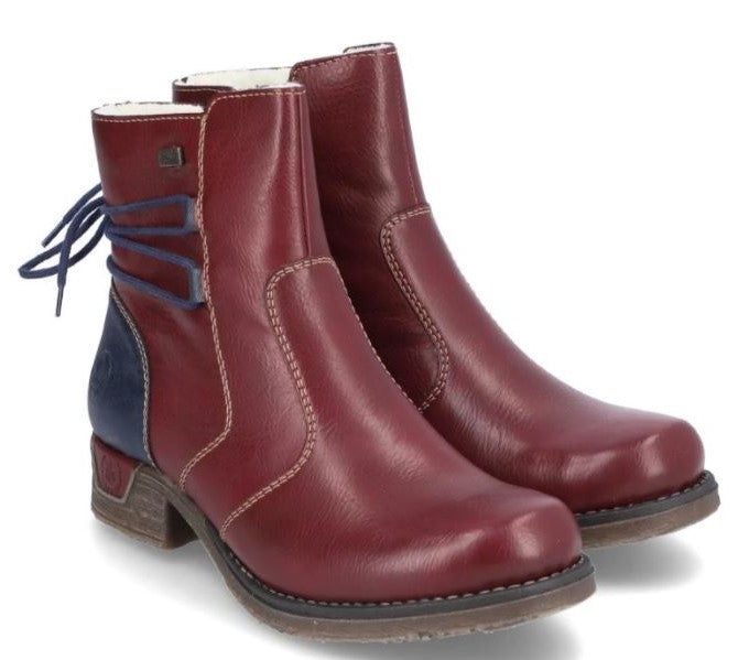 Rieker Wine Colorblock Women's Ankle Boots 79692-35