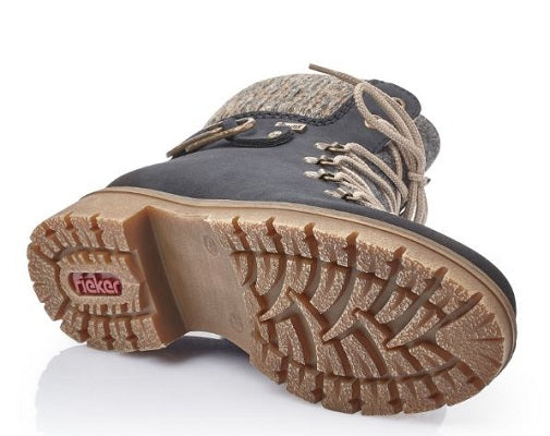 Rieker Women's Blue Lace-Up Fashion Comfort Ankle Boots Y9131-14