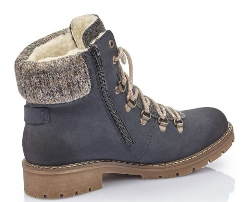 Rieker Women's Blue Lace-Up Fashion Comfort Ankle Boots Y9131-14