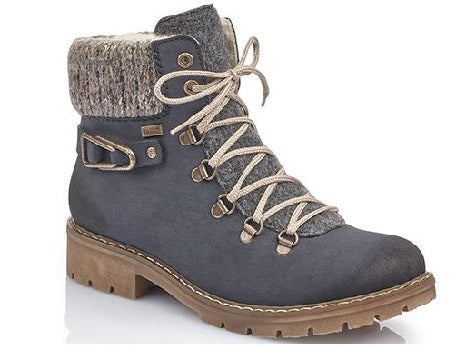 Rieker Women's Blue Lace-Up Fashion Comfort Ankle Boots Y9131-14