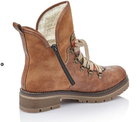 Rieker Women's Brown Lace-Up Fashion Ankle Boot 70733-22