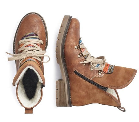 Rieker Women's Brown Lace-Up Fashion Ankle Boot 70733-22