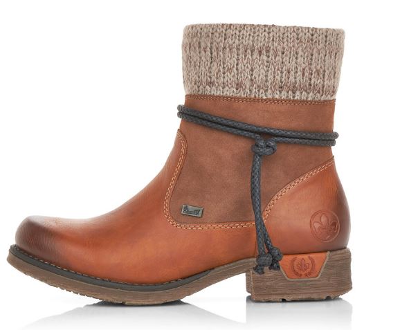 Rieker Women's Brown Zip-Up Comfort Fashion Ankle Boot 79688-24