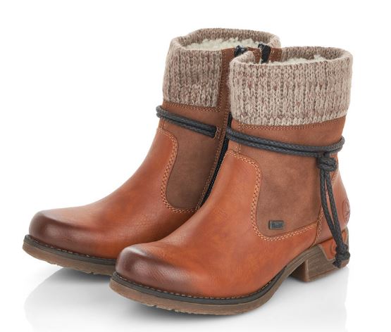 Rieker Women's Brown Zip-Up Comfort Fashion Ankle Boot 79688-24