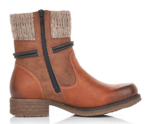 Rieker Women's Brown Zip-Up Comfort Fashion Ankle Boot 79688-24