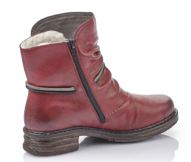 Rieker Women's Red Zip-Up Fashion Ankle Boot Z9961-35
