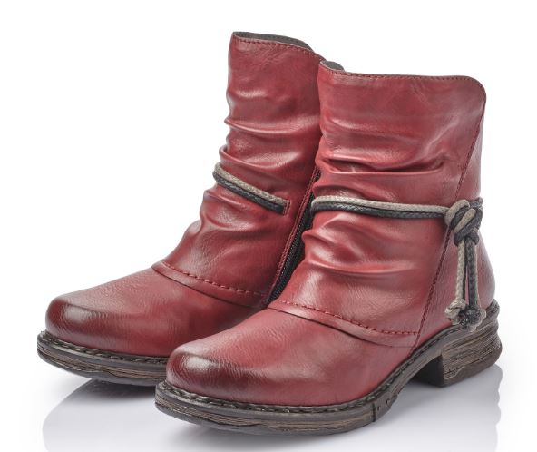 Rieker Women's Red Zip-Up Fashion Ankle Boot Z9961-35