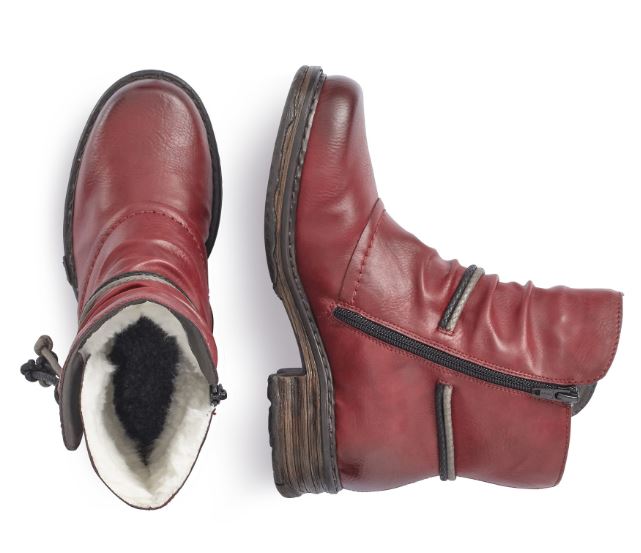 Rieker Women's Red Zip-Up Fashion Ankle Boot Z9961-35