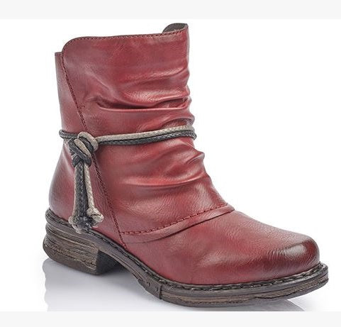 Rieker Women's Red Zip-Up Fashion Ankle Boot Z9961-35