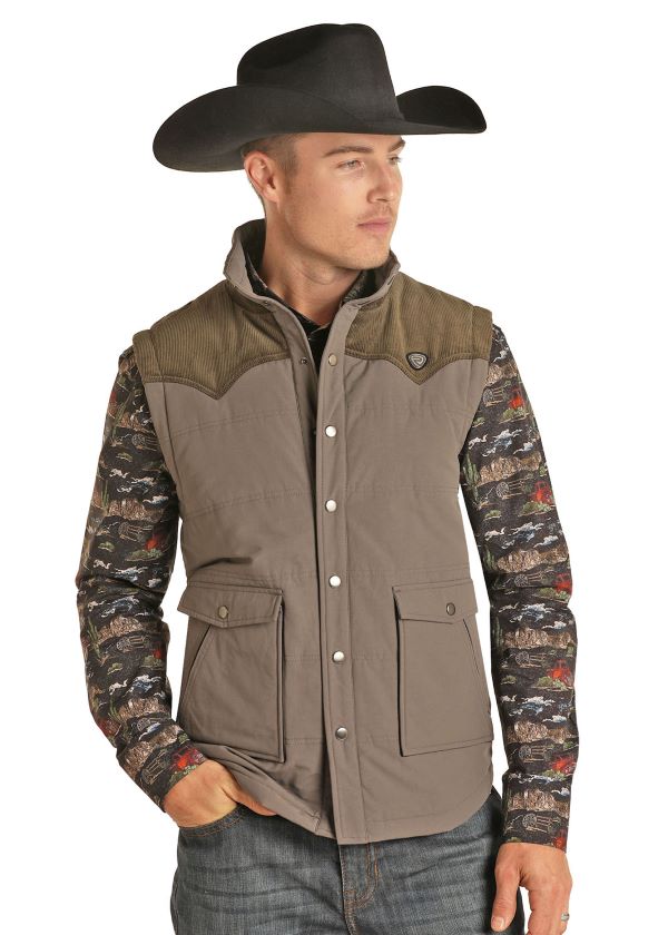 Rock and Roll Cowboy Charcoal Vintage 46 Mens Vest 98-1109