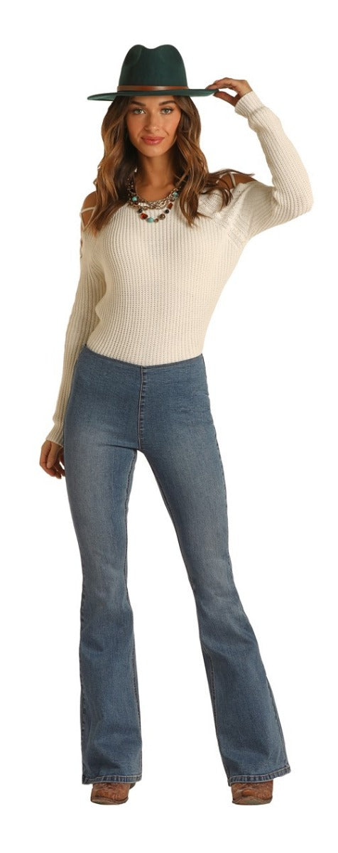 Rock And Roll Cowgirl Medium Vintage High Rise Flare Ladies Jeans WPH1652