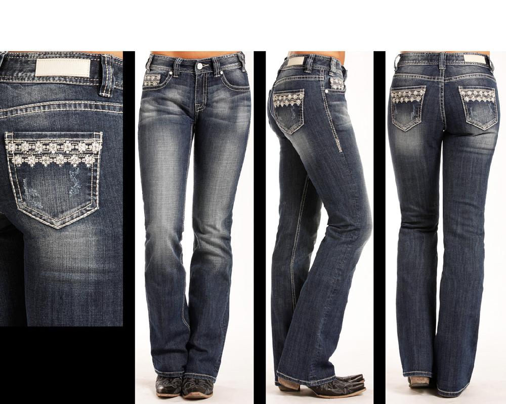 Rock and Roll Cowgirl Mid Rise Boot Cut Womens Jeans W1-3395