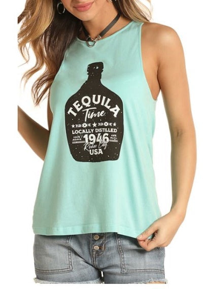 Rock and Roll Cowgirl Women's 'Tequila Time' Graphic Tank 49-4464-86