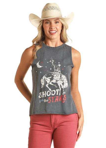 Rock and Roll Denim Navy Shoot for the Stars Women's Tank Top RRWT20R185