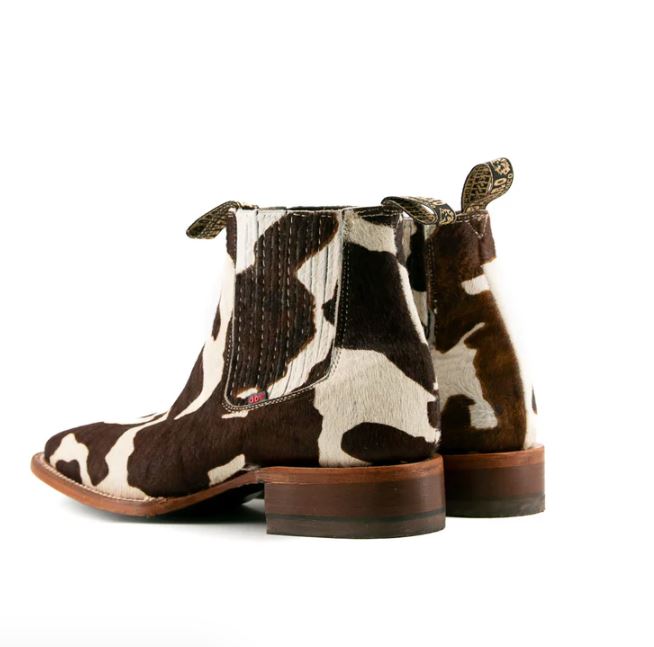 Rock'em Brown Cow Print Bessero Cuero Pelo De Vaca Men's Square Toe Ankle Boots BES COW CHEL BR