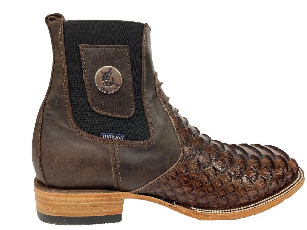 Rock 'Em Cafe Brilloso Men's Square Toe Boots PITON CLON CAFE
