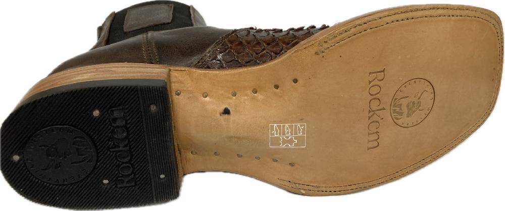 Rock 'Em Cafe Brilloso Men's Square Toe Boots PITON CLON CAFE