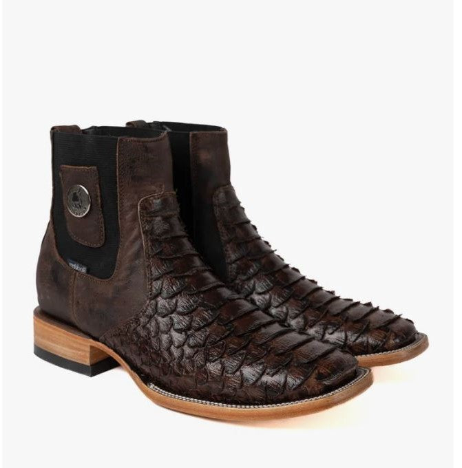 Rock 'Em Cafe Brilloso Men's Square Toe Boots PITON CLON CAFE