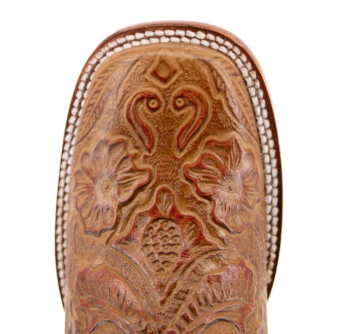 Rock'em Cedro Ramitas Cincelado Square Toe Cowgirl Boots With Floral Embroidery RAMITAS-CEDRO