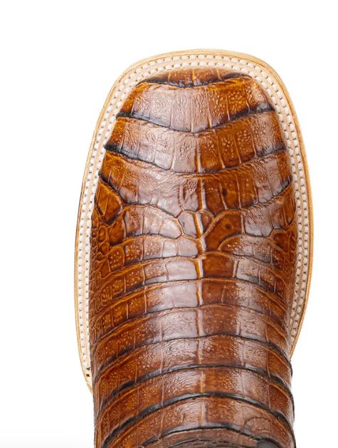 Rock'Em Honey Jameson Belly Men's Caiman Leather Print Square Toe Cowboy Boots JAM CAIM HNT