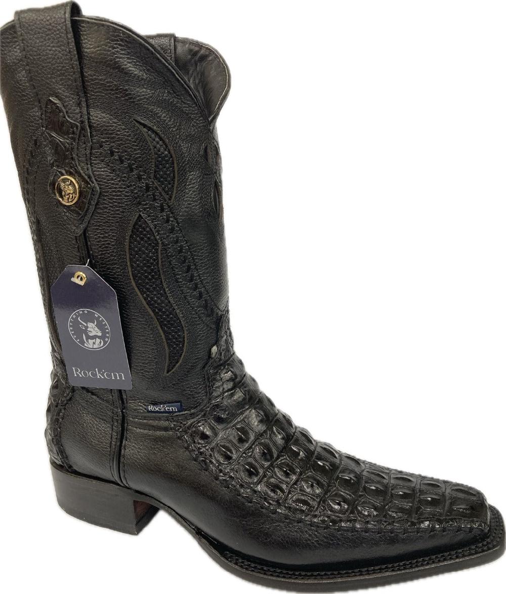 Rock 'Em Negro Imit. Lomo De Nilo Versy Men's Cowboy Boots LOMO NEGRO