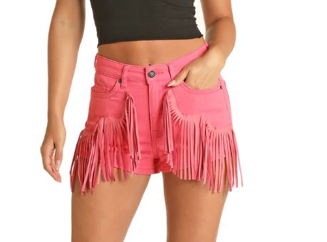 Rock & Roll Denim Women's Pink Fringe Shorts RRWD68R0UJ