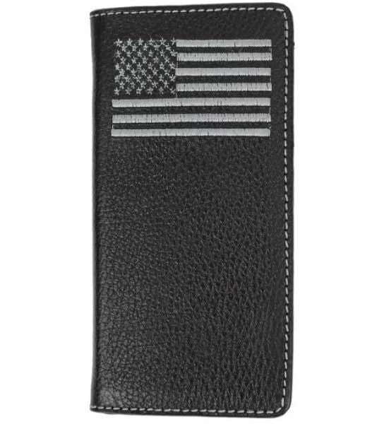 Rockin Leather Black Rodeo Wallet with Embroidered Flag W126