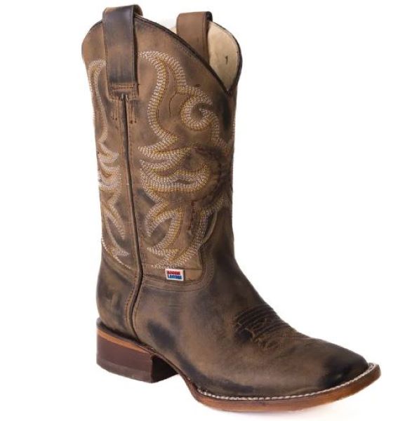 Rockin Leather Distressed Brown Cowhide Leather Womens Western Boots 2574