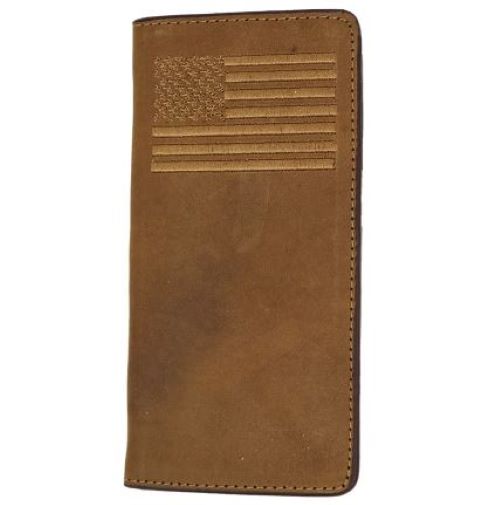 Rockin Leather Rodeo Embroidered Flag Wallet W127