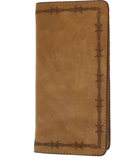 Rockin Leather Tan Rodeo Wallet wiht Laser Cut Barbed Wire Design W124