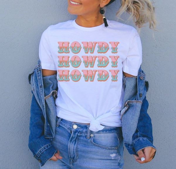 Rockledge Design Co. White Howdy Ladies Western Tee HOWDYTP-WHT