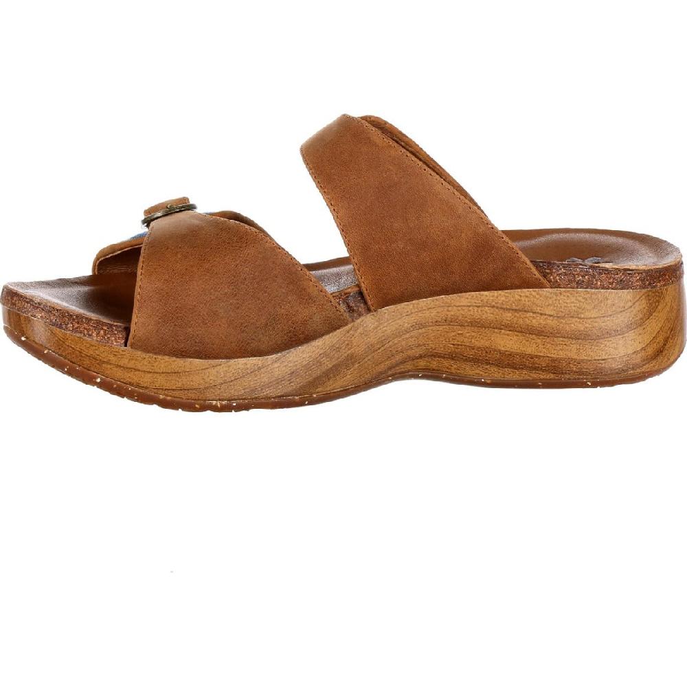 RockyBrands 4EurSole Tan Blue Denim Golden Day Womens Slide Sandals RKH062