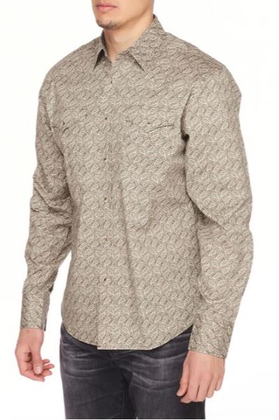 Rodeo Clothing Khaki Print Men's Longsleeve Snap Western Shirt PS100L-103