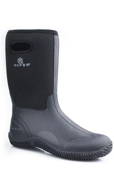 Roper Barnyard Black Neoprene Shaft Mens Waterproof Tall Boots 09-020-1136-0095